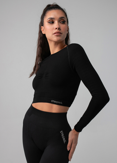 Bezszwowy Crop Top (Black)