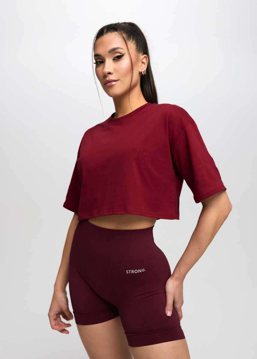 CROP - T-shirt (Burgundy)