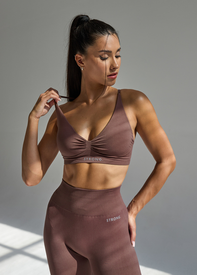 Bezszwowy Top z Miseczkami Hot Back (Taupe Burgundy)